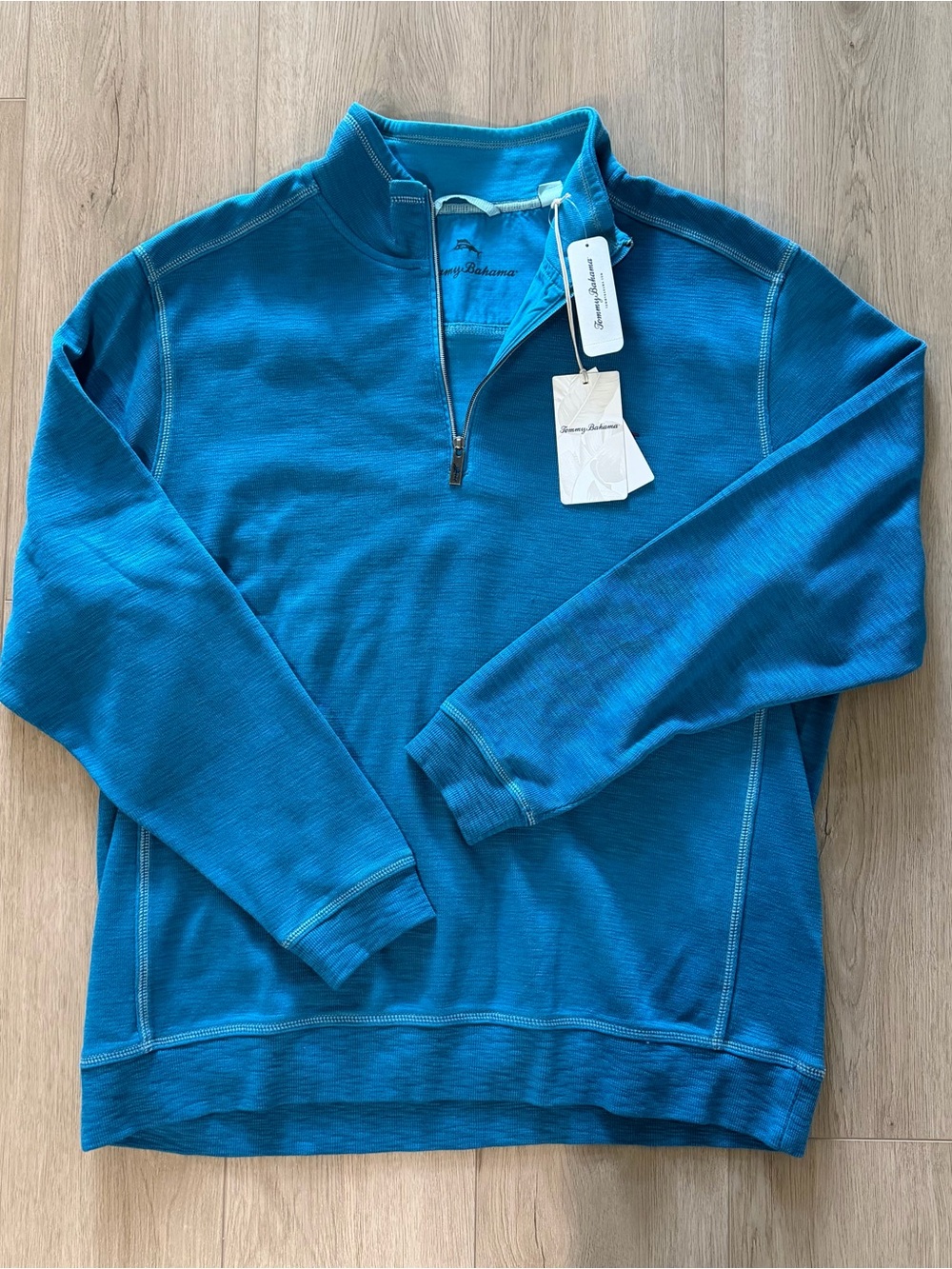 Tommy Bahama Teal Blue Quarter-Zip Pullover Sweatshirt